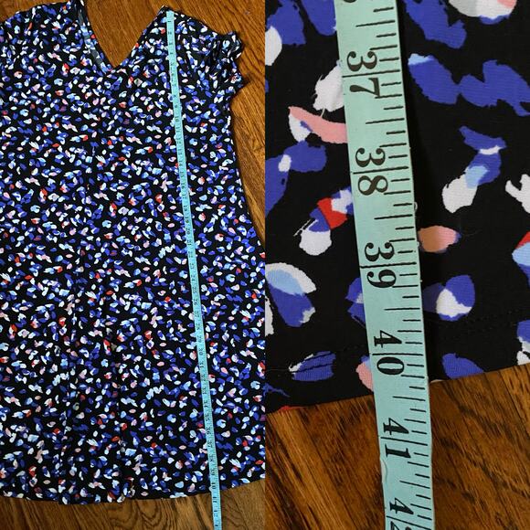 Roaman’s Abstract Print Midi Dress 14/16 V-Neck Short Sleeve A-Line Stretch - Picture 13 of 17